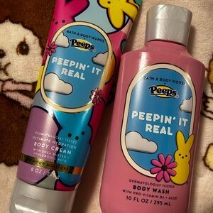 Bath & Body Works Peepin' It Real Pink Body Wash & Cream Duo